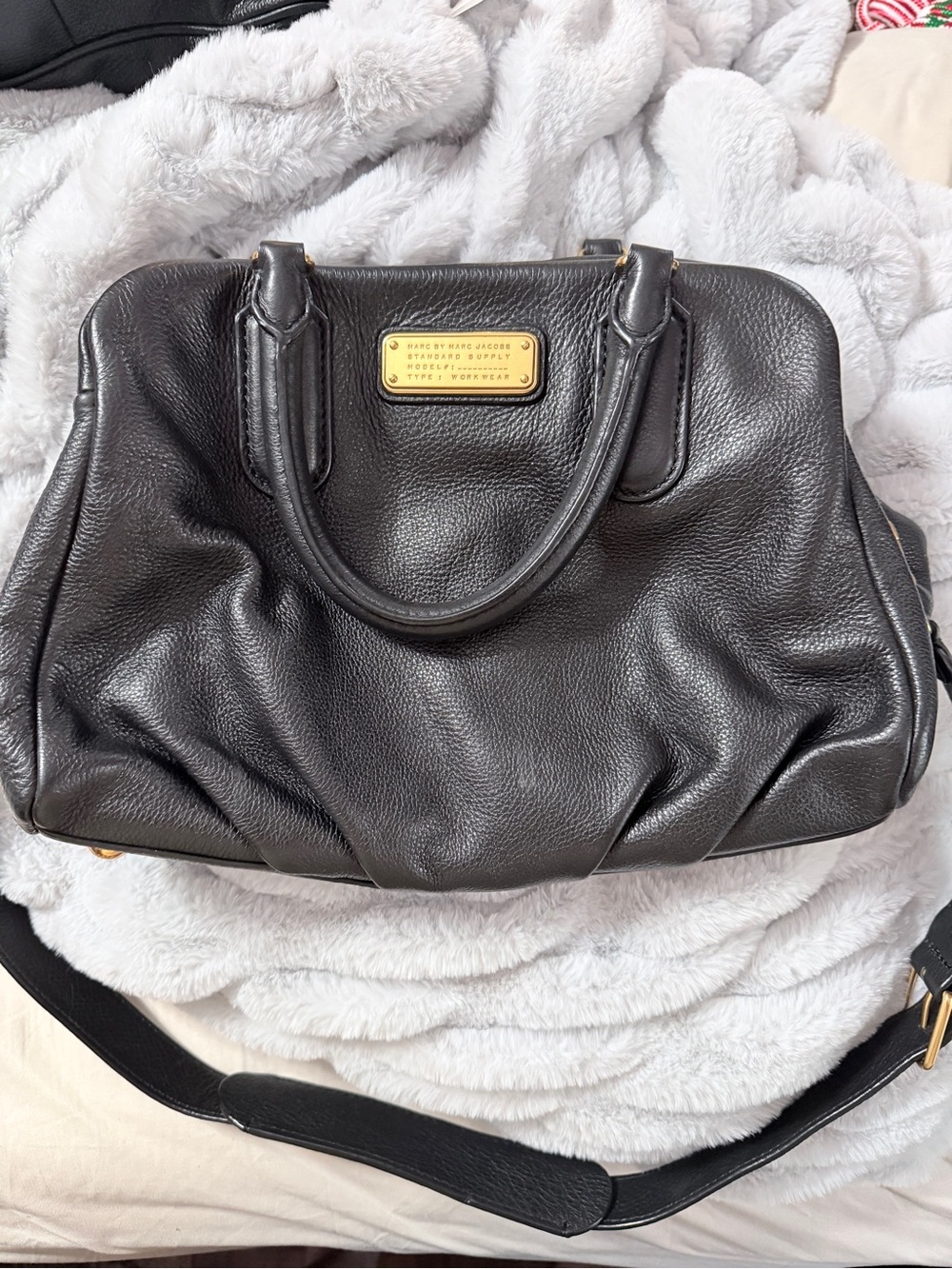 Marc by Marc Jacobs Standard Supply Workwear Black Leather Satchel Crossbody